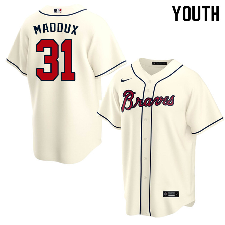 Nike Youth #31 Greg Maddux Atlanta Braves Baseball Jerseys Sale-Cream